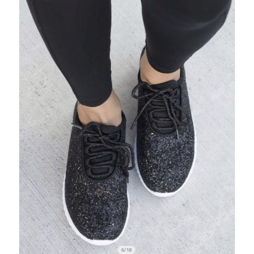 Black sequin women sneakers